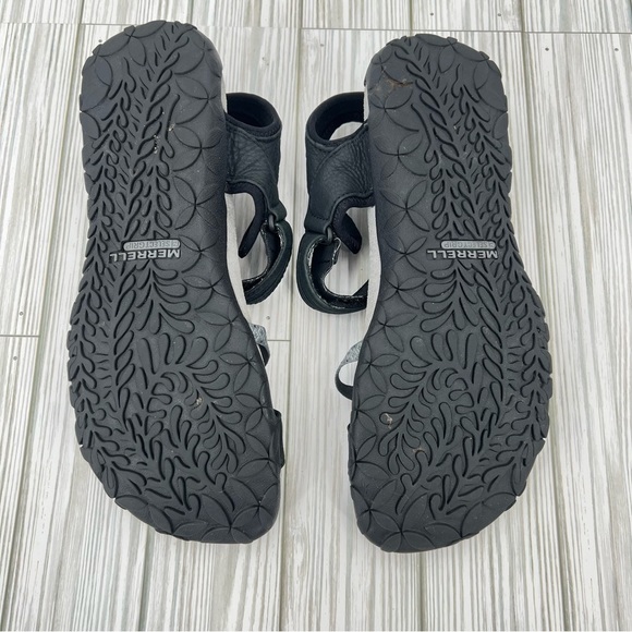 Merrell black gray ankle strap hook and loop outdoor active river sandals 9 - Picture 8 of 8